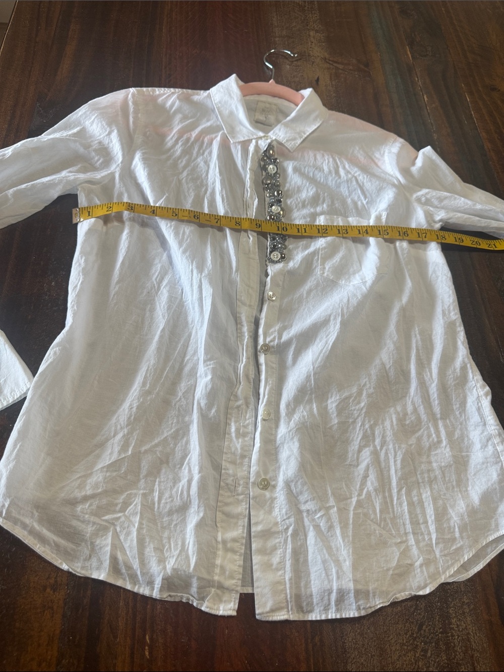 White Men's Long-Sleeve Button-Up Shirt with Beaded Placket - Picture 6 of 9